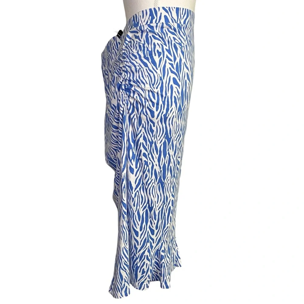 Diane von Furstenberg x Target Blue & White Zebra Print Midi Skirt - Picture 3 of 13